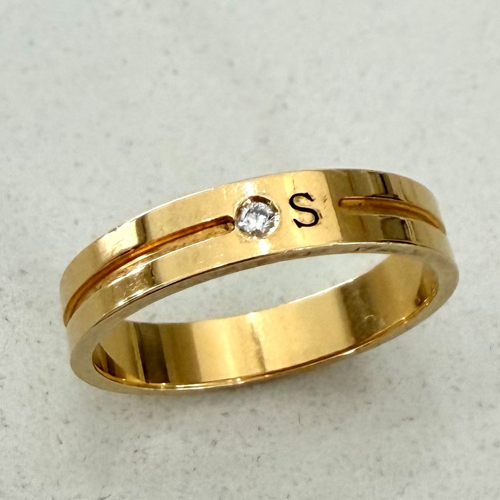 Oak and Luna STACKABLE ENGRAVED SOUL BAND RING WITH DIAMOND GOLD VERMIL S SIZE 8